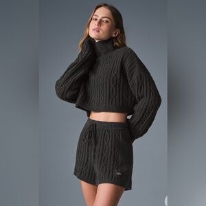 Alo charcoal Cable Knit Sweater